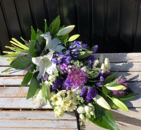 Purple, white and cream mixed tied sheaf